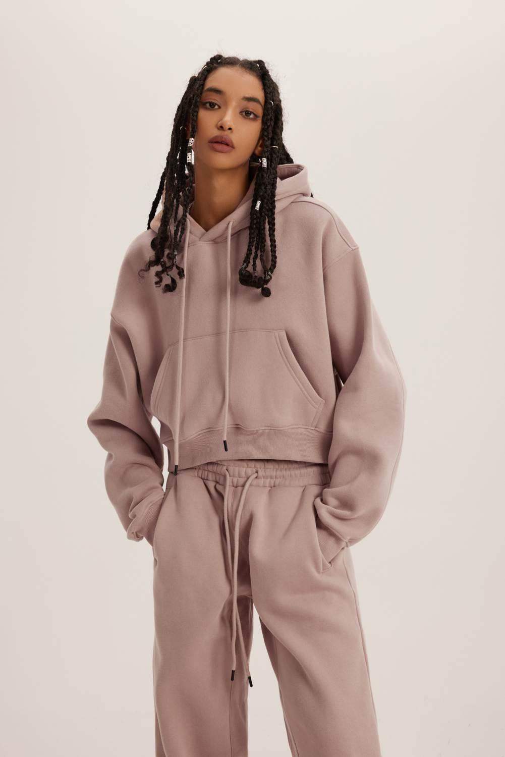 345g kurzer Kapuzenpullover