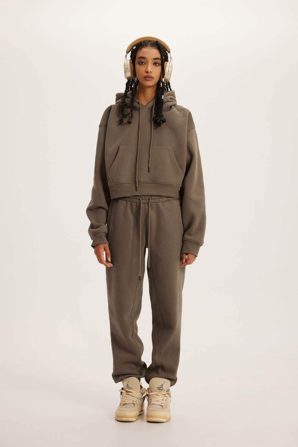 345g kurzer Kapuzenpullover