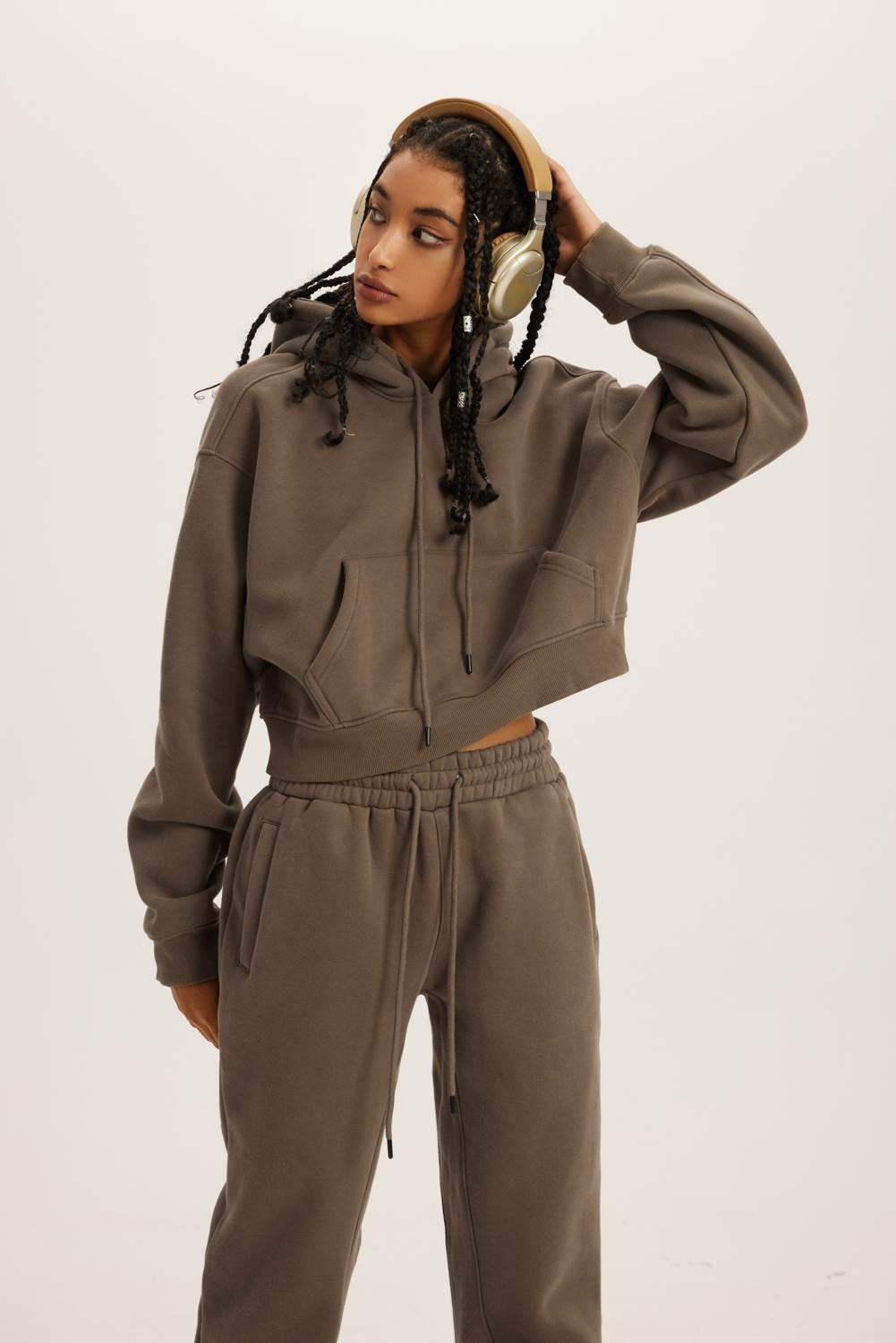 345g kurzer Kapuzenpullover