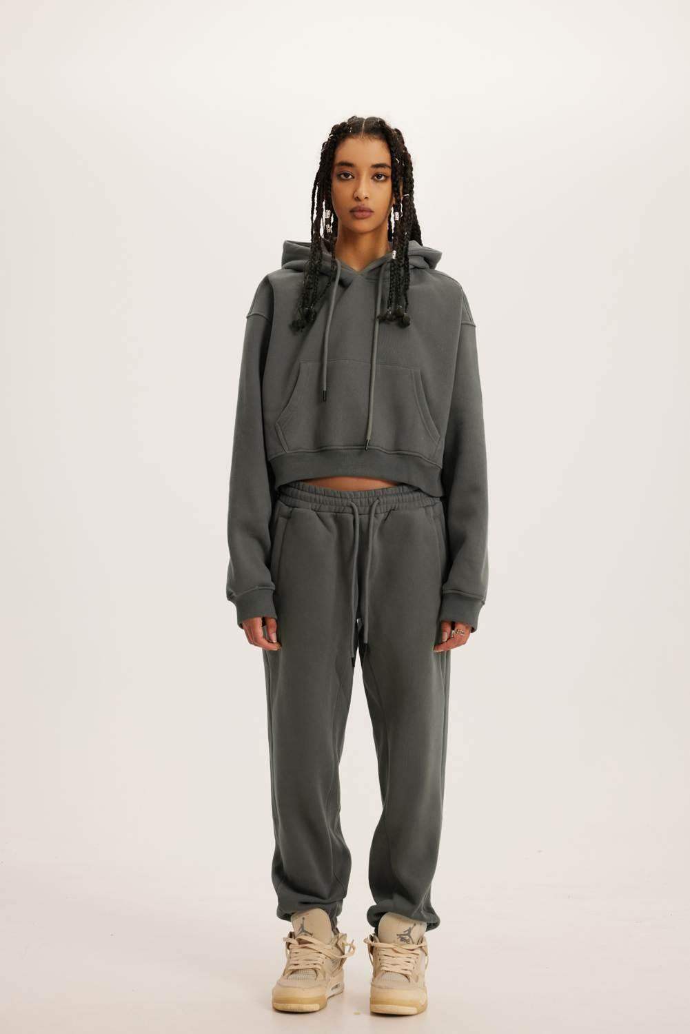 345g kurzer Kapuzenpullover