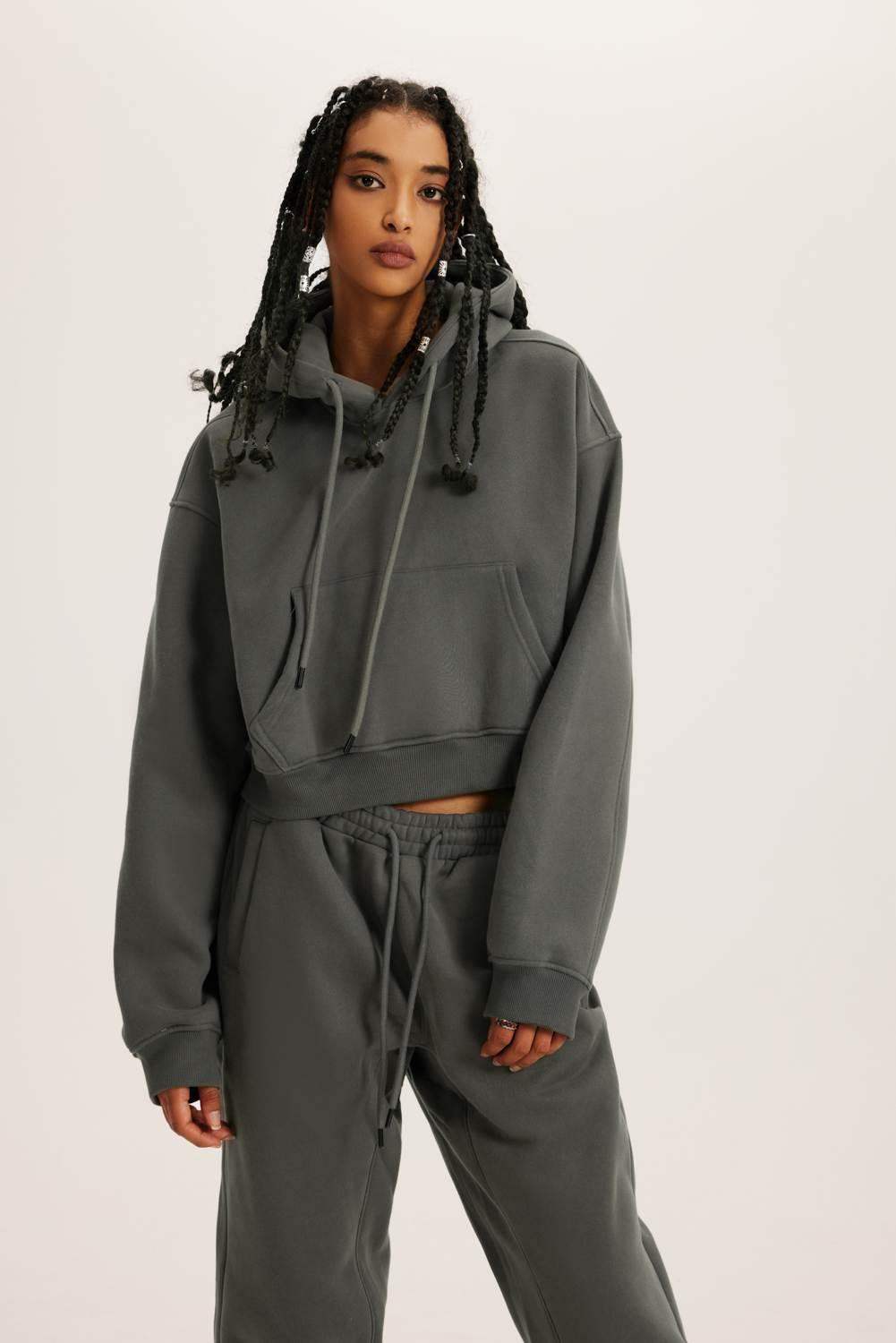 345g kurzer Kapuzenpullover