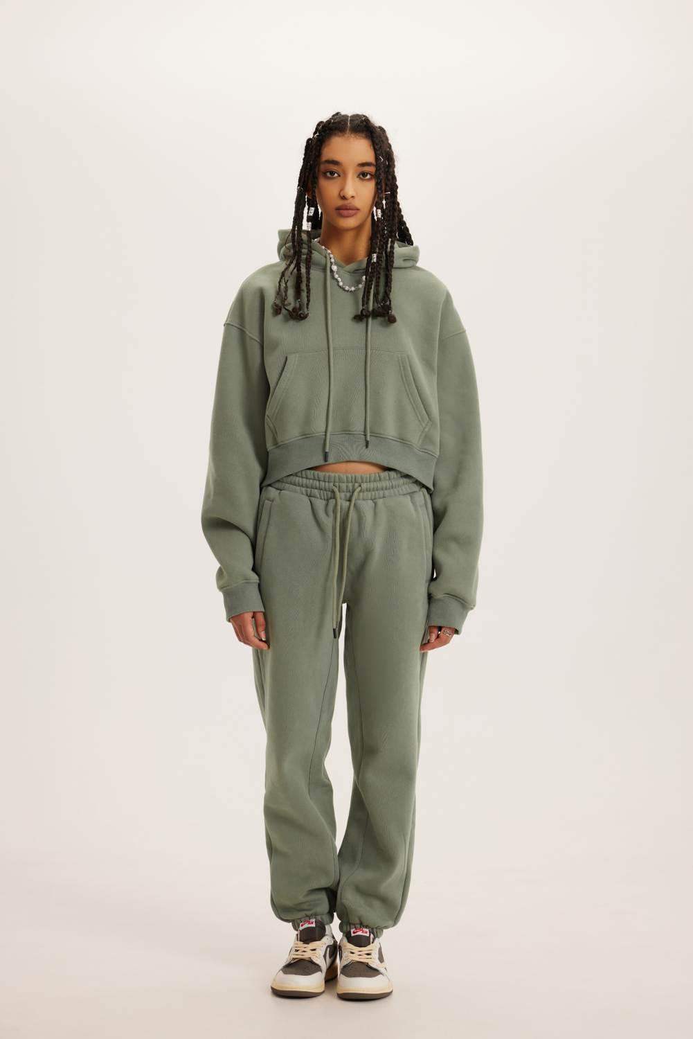 345g kurzer Kapuzenpullover