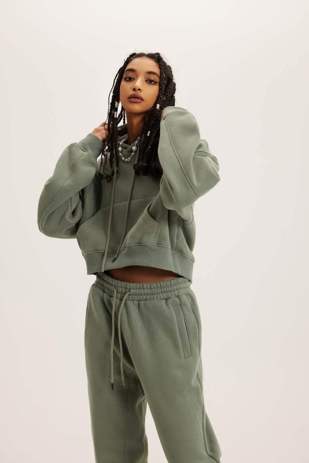 345g kurzer Kapuzenpullover