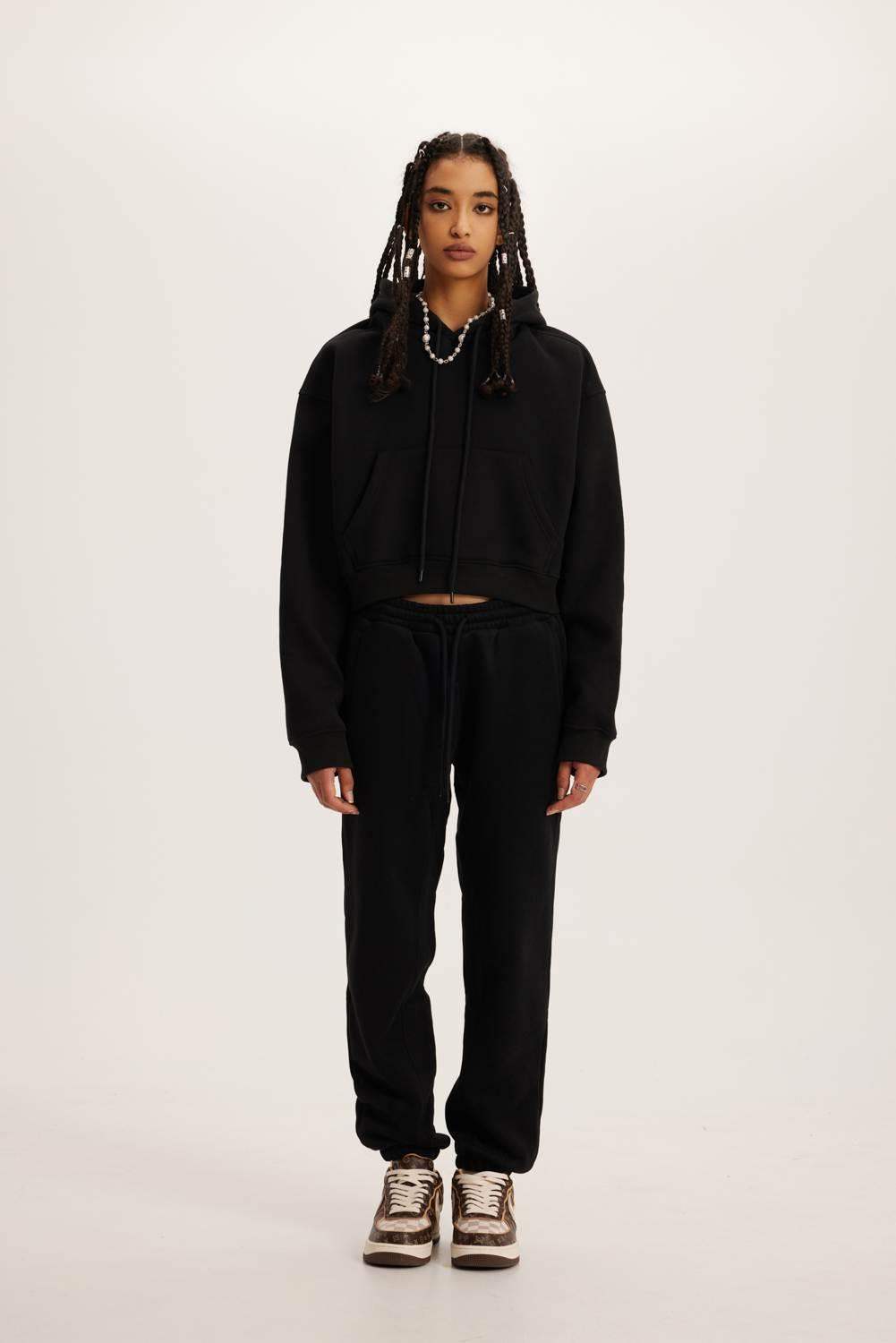 345g kurzer Kapuzenpullover