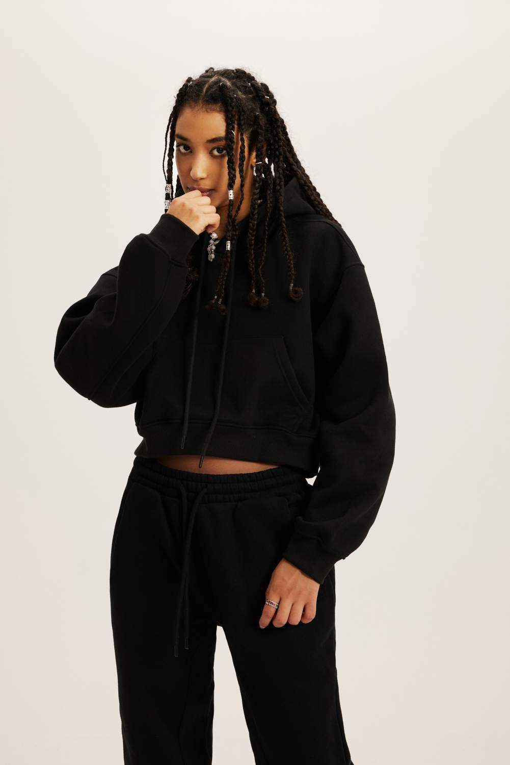 345g kurzer Kapuzenpullover