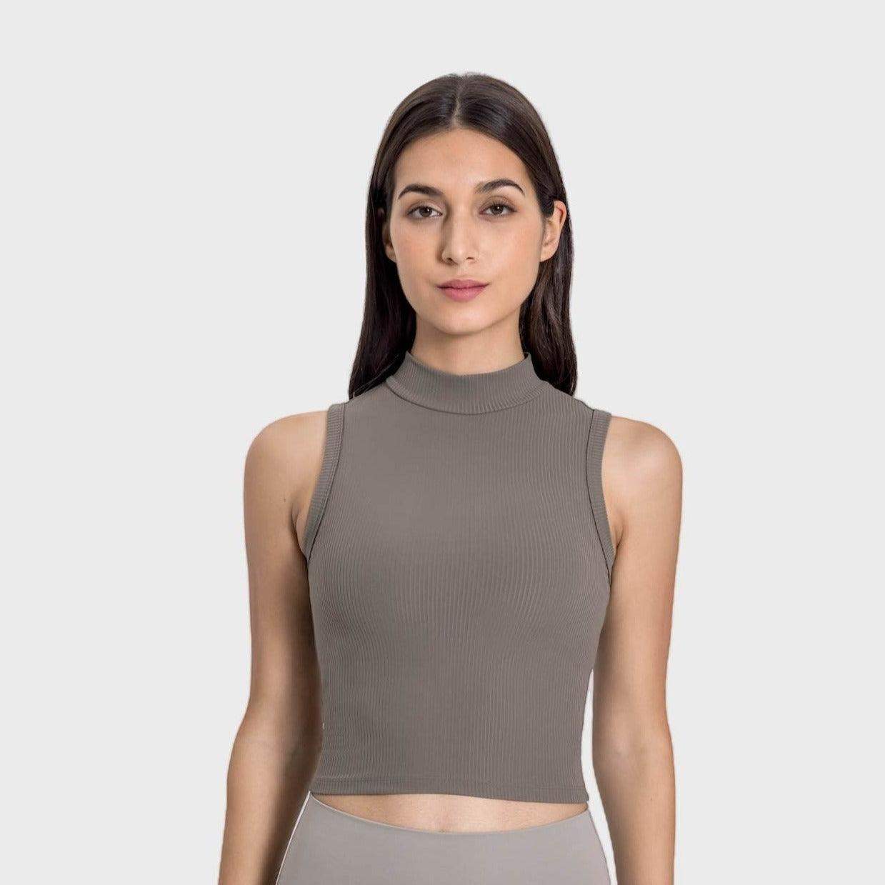 High-Neck Yoga Tank Top with Moisture-Wicking